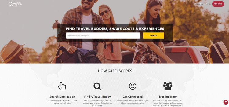 gaffl travel buddies website